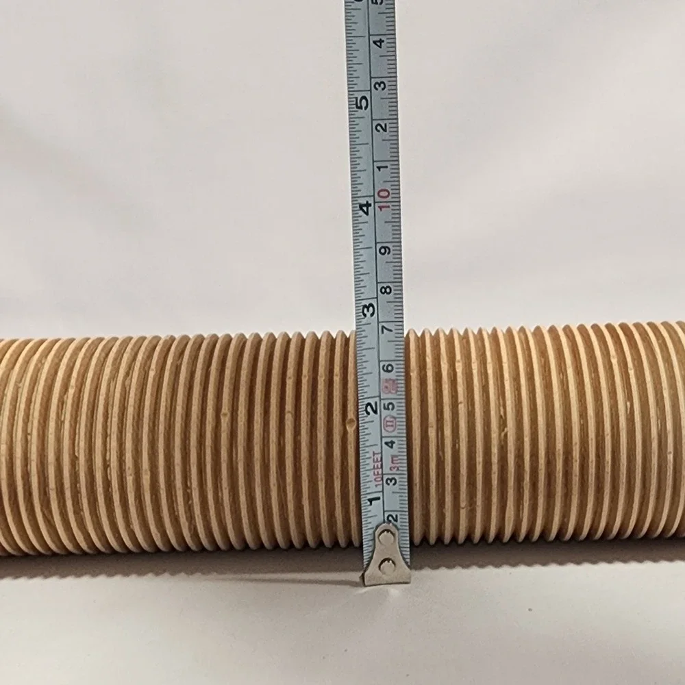 Vintage Wooden Ribbed Rolling Pin Textured Grooved Dough Pasta Roller 17 inch